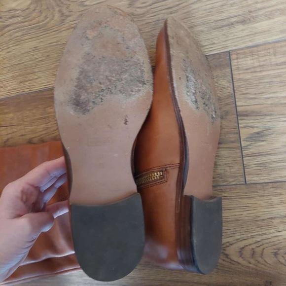 COACH MONIQUE FLAT LEATHER RIDING BOOTS brown/cinnamon - Picture 10 of 11